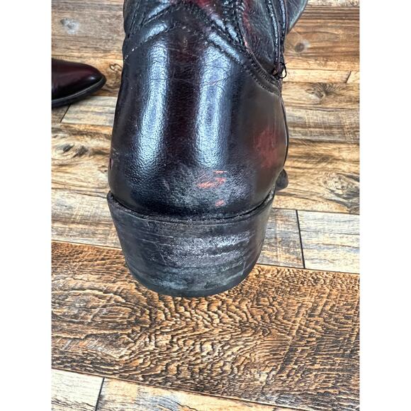 Lucchese Black Cherry Red Leather Cowboy Boots Men\'s 10.5C Western Country main image 10